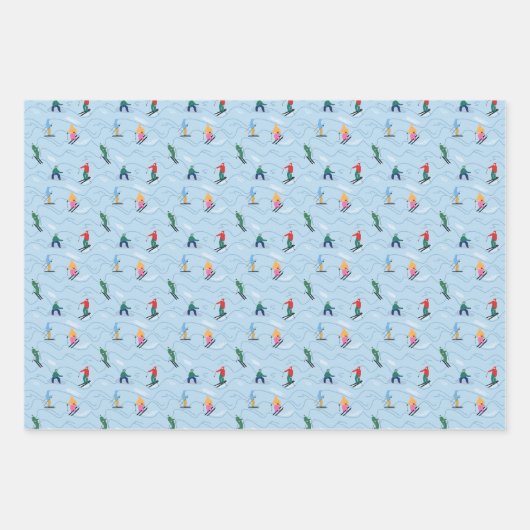 モーグルのウィンタースポーツでスキーヤーのスノーボーダー ラッピングペーパーシート (正面3)