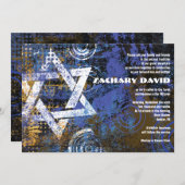 モーゲンデイビッドサーキュラースターバー（ユダヤ教の）バル・ミツバー招待状 招待状 (正面/裏面)