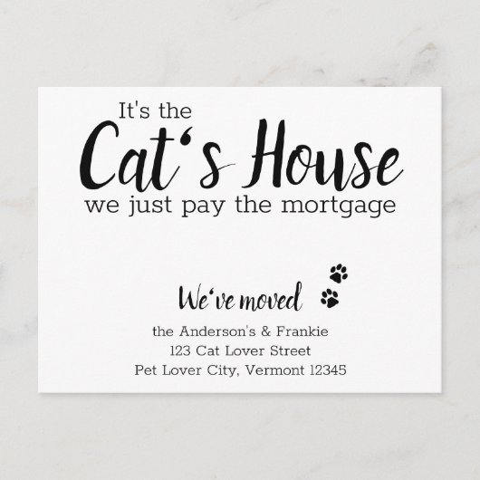 モーゲージのペット引越しに支払う猫の家だ 案内ポストカード (正面)