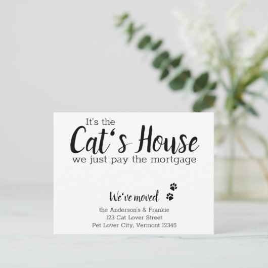 モーゲージのペット引越しに支払う猫の家だ 案内ポストカード (スタンド正面)