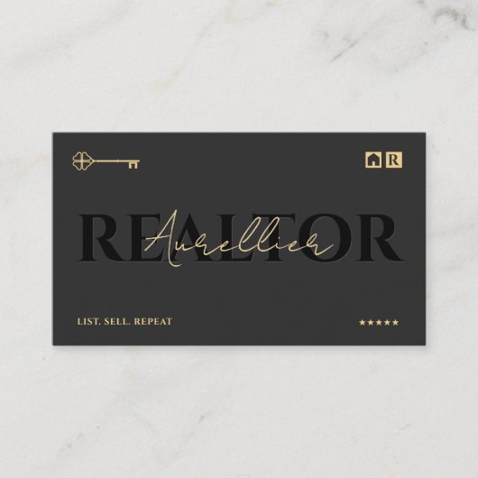 モーゲージエレガントブローカー不動産仲介業者鍵スクリプトRealty 名刺 (正面)