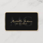 モーゲージエレガント不動産仲介業者ブラックフェイク金ゴールド縁ど 名刺 (正面)