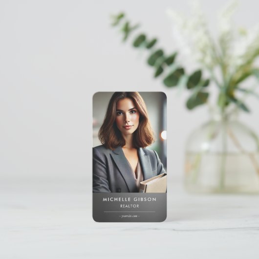 モーゲージミニマルブローカー不動産仲介業者グレービジネスカード コーリングカード (スタンド正面)