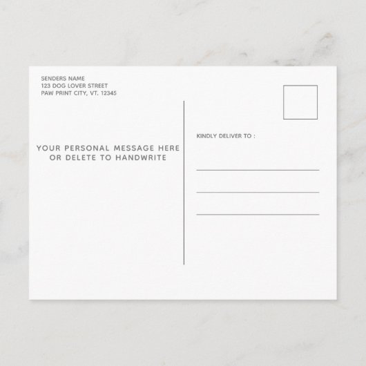 モーゲージ犬を移動して支払う犬の家 案内ポストカード (裏面)