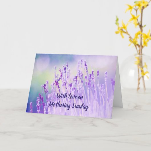 モーザリングサンデーエレガントガーデンラベンダーの花 カード (黄色い花)