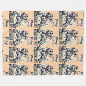 モーションの喜び：グレーの犬とボールのプレイタイム フリースブランケット (正面(横))