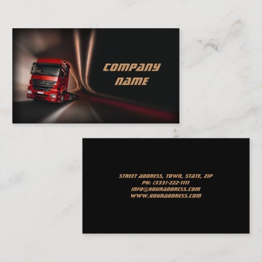 モーションカードに赤いトラックが入っている 名刺 (正面/裏面)