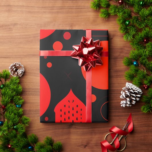 モーショングラフィックス円の赤い幾何学的パターン ラッピングペーパー (クリスマスギフト)