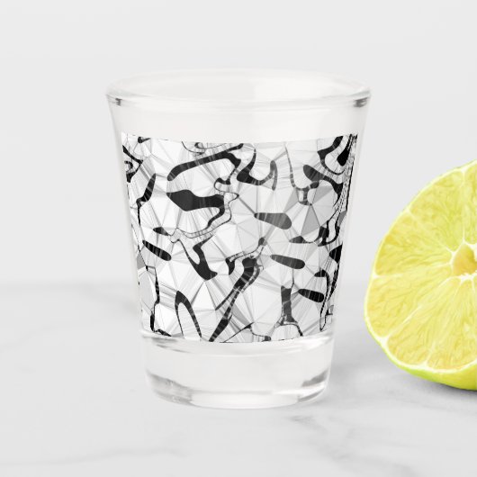 モーションショットガラスの白黒 ショットグラス (正面)