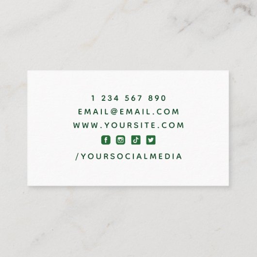 モーションシルエットのグリーン野球選手コーチ 名刺 (裏面)