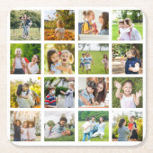 モーションメモリ:カスタマイズ可能な16枚のフォトコラージュ スクエアペーパーコースター (正面)