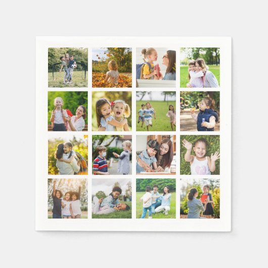 モーションメモリ:カスタマイズ可能な16枚のフォトコラージュ スタンダードカクテルナプキン (正面)