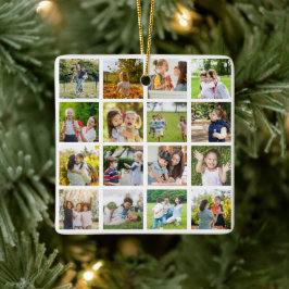 モーションメモリ：カスタマイズ可能な16枚のフォトコラージュ セラミックオーナメント