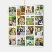 モーションメモリ：カスタマイズ可能な16枚のフォトコラージュ セラミックオーナメント (左)