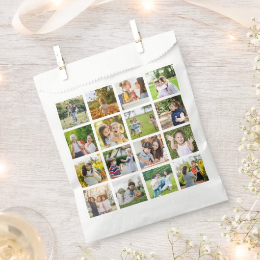 モーションメモリ:カスタマイズ可能な16枚のフォトコラージュ フェイバーバッグ (クリップ留めされた状態)