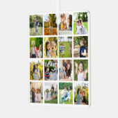 モーションメモリ：カスタマイズ可能な16枚のフォトコラージュ メタルオーナメント (正面左)