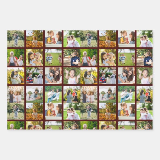 モーションメモリ:カスタマイズ可能な16枚のフォトコラージュ ラッピングペーパーシート (正面2)