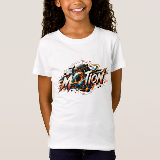 モーション - ダイナミック幾何学抽象デザイン Tシャツ (正面)