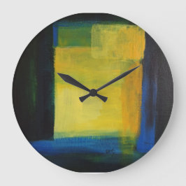 "モーション"青と黄色の丸（大）壁時計 ラージ壁時計