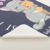 モースの日の贈り物、かわいい猫ピンクのハート家族の愛 シェルパブランケット (3/4)