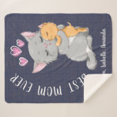 モースの日の贈り物、かわいい猫ピンクのハート家族の愛 シェルパブランケット (正面(横))