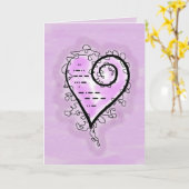 モースコードのスクロールハートカード「愛してる」 カード (黄色い花)