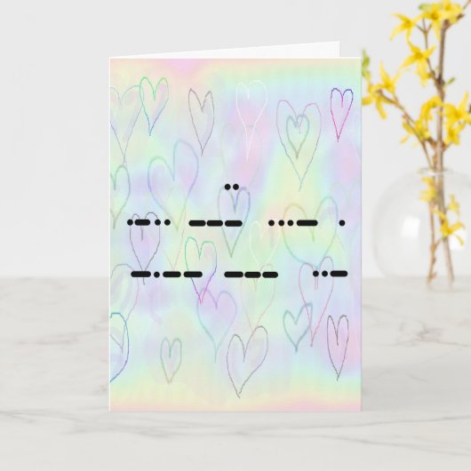 モースコードのハートカード - カスタマイズ カード (黄色い花)