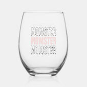 モースターピンクのハロウィーンかわいい不気味と ステムなしワイングラス (正面)