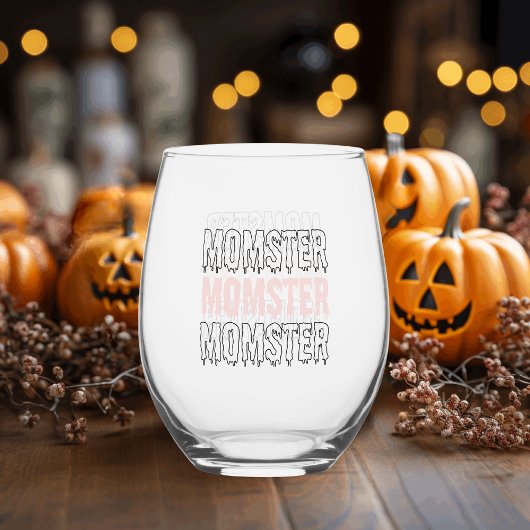 モースターピンクのハロウィーンかわいい不気味と ステムなしワイングラス