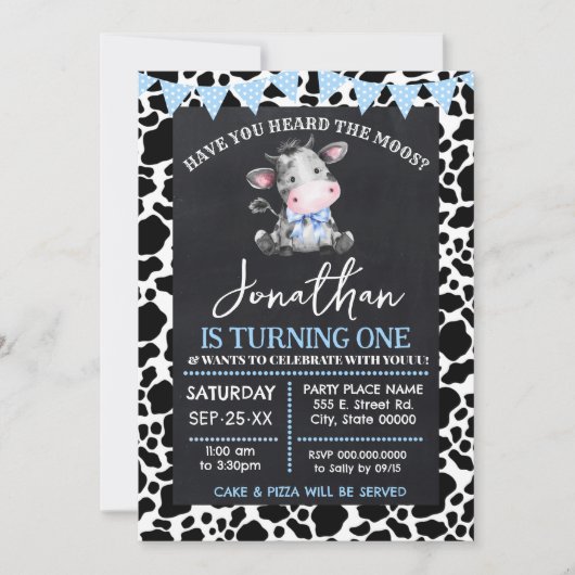 モースブルーカウファーム誕生日 招待状 (正面)