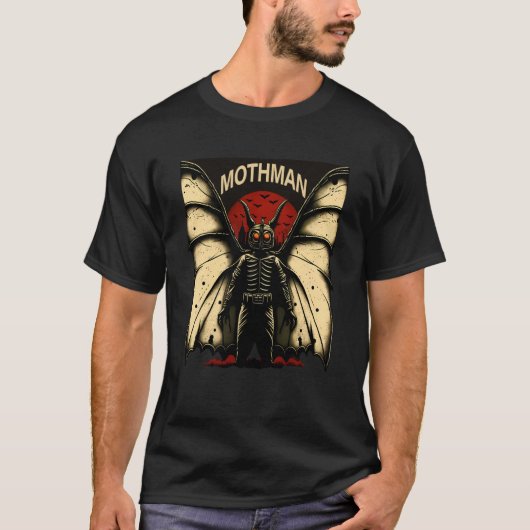モースマン神秘的な翼の生き物1 Tシャツ (正面)