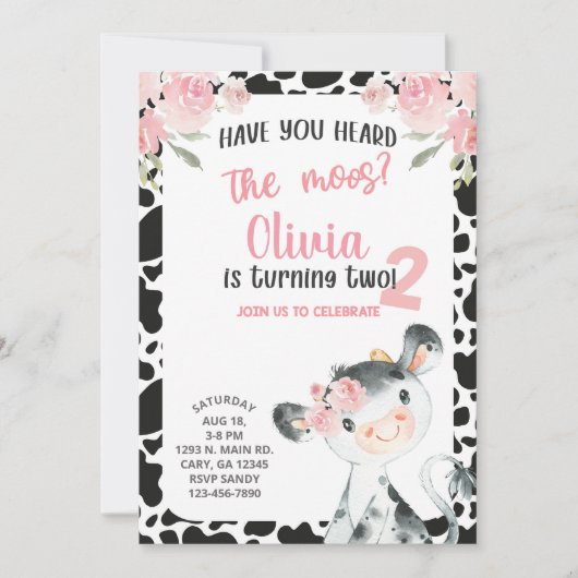 モーズカウガール誕生日招待状を聞いた。 招待状 (正面)