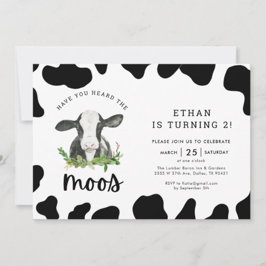 モーズカウボーイの2歳の誕生日を聞いた 招待状 (正面)