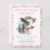 モーズピンクの牛の1歳の誕生日を聞いたことがある 招待状 (正面)