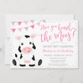 モーズピンクガール牛の誕生日 招待状 (正面)