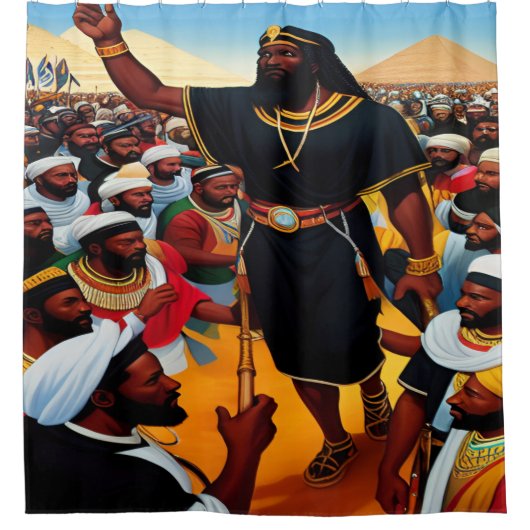 モーセがエジプトのシャワーカーテンから人々を導き出す シャワーカーテン (正面)