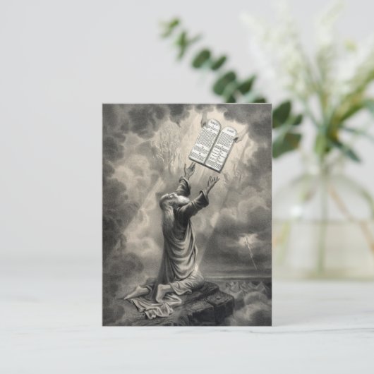 モーセが法律のはがきを受ける ポストカード (スタンド正面)