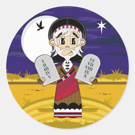 モーセと十戒ステッカー ラウンドシール (正面)