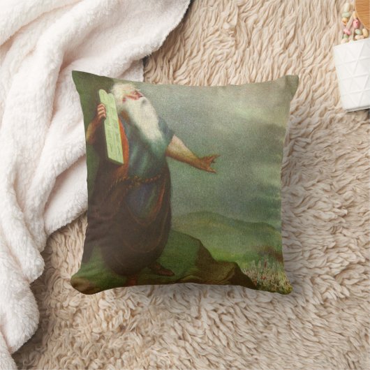 モーセと十戒、ヴィンテージ宗教 クッション (ブランケット)