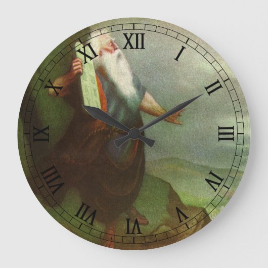 モーセと十戒、ヴィンテージ宗教 ラージ壁時計 (正面)