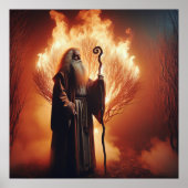 モーセと燃え盛るブッシュクリスチャン聖書芸術 ポスター (正面)