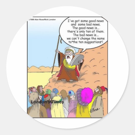 モーセと10の提案おもしろいギフト&ティー ラウンドシール (正面)