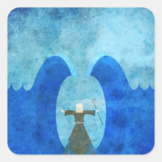 モーセによる紅海パーティング – クリスチャン・アート スクエアシール (正面)