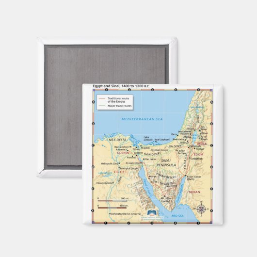モーセの出エジプトとシナイの地図1400年～1200年B マグネット (正面/裏面)