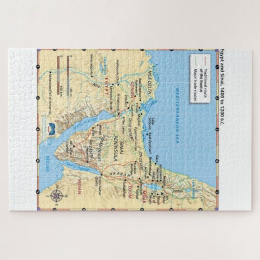 モーセの出エジプトとシナイの地図1400~1200 ジグソーパズル (横)