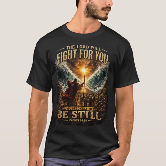 モーセの紅海 キリスト教 エクソダス14:14 Tシャツ (正面)