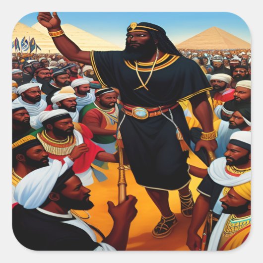 モーセはエジプトの人々のステッカーから人々を導く スクエアシール (正面)