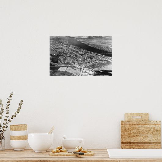 モーセ湖、WA町の写真の空中表示 ポスター (キッチン)
