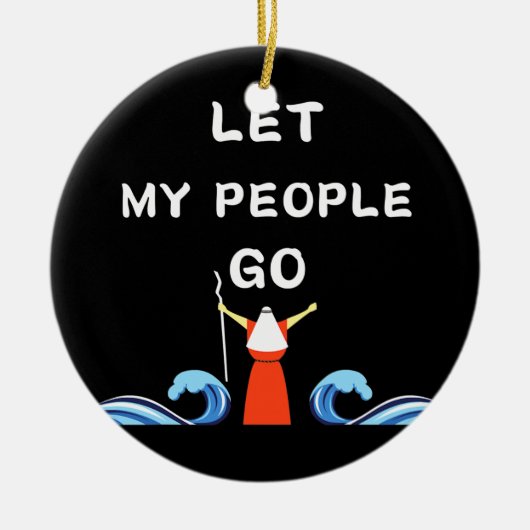 モーセ紅海ユダヤ人女性男性パスソーバー セラミックオーナメント (正面)