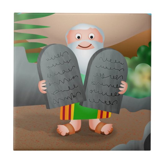 モーゼおよび10の命令の聖書の物語 タイル (正面)